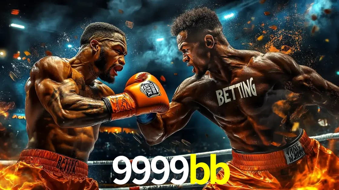 Dois boxeadores em uma luta intensa e explosiva, representando a adrenalina e as oportunidades de apostas em esportes de combate disponíveis na plataforma 9999bb.