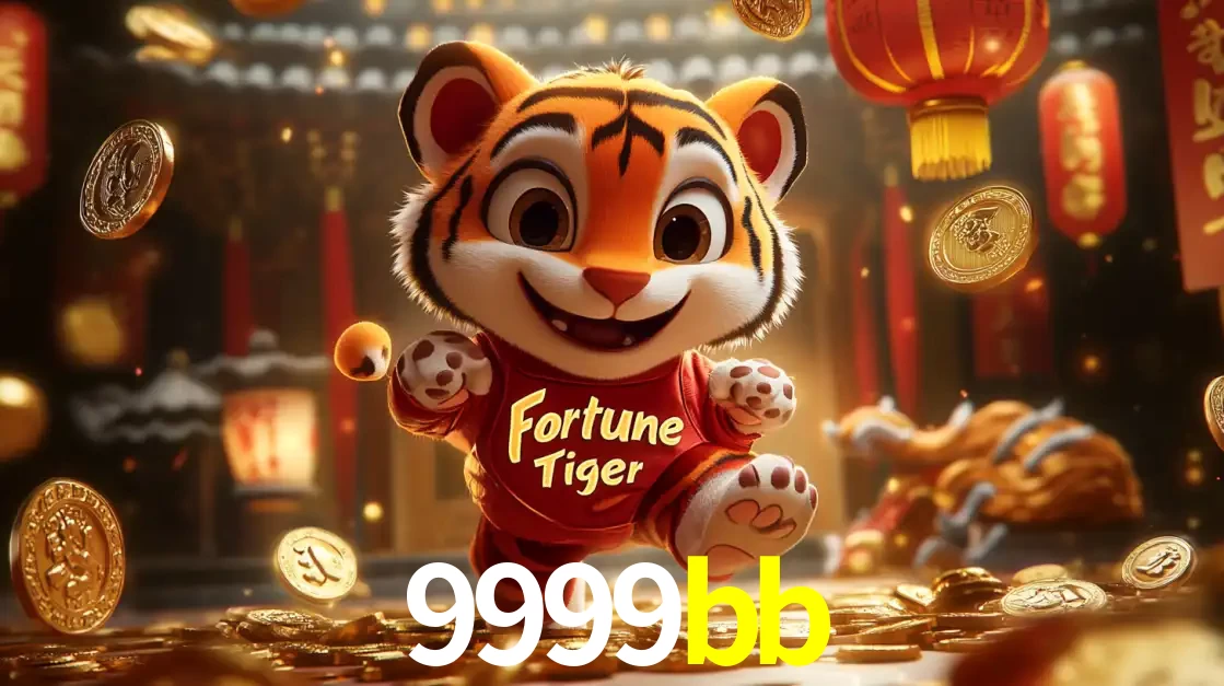 O alegre personagem do Fortune Tiger correndo sobre um caminho de moedas de ouro, simbolizando os grandes prêmios e a diversão do popular jogo de slot do 9999bb.