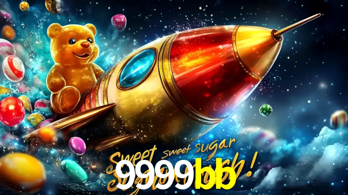 Arte promocional do jogo de slot Sugar Rush, com um urso de pelúcia em um foguete viajando pelo espaço de doces, um dos jogos divertidos disponíveis no cassino 9999bb.