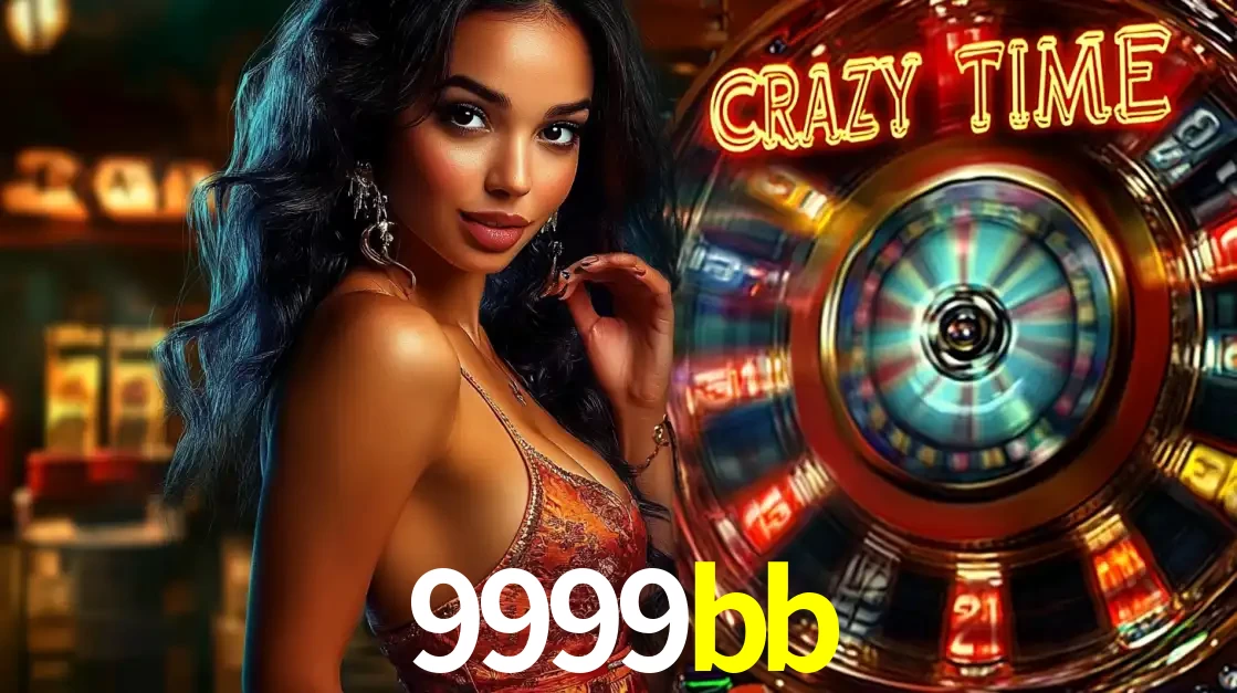 Mulher elegante ao lado da vibrante roda da fortuna do jogo de cassino ao vivo Crazy Time, um dos game shows mais populares e cheios de prêmios do 9999bb.